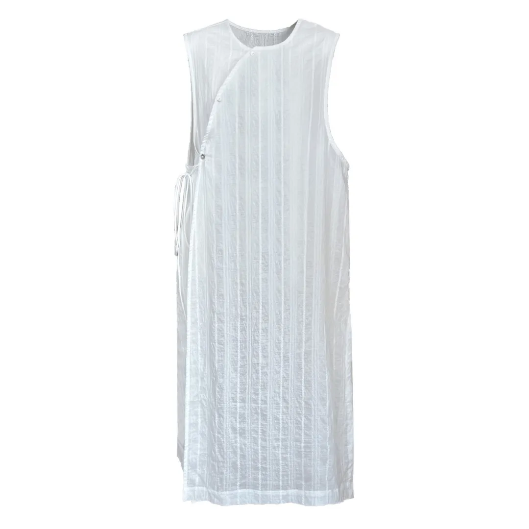 新中式开叉叠穿系带罩衫长裙 New Chinese Style Side Slit Vest