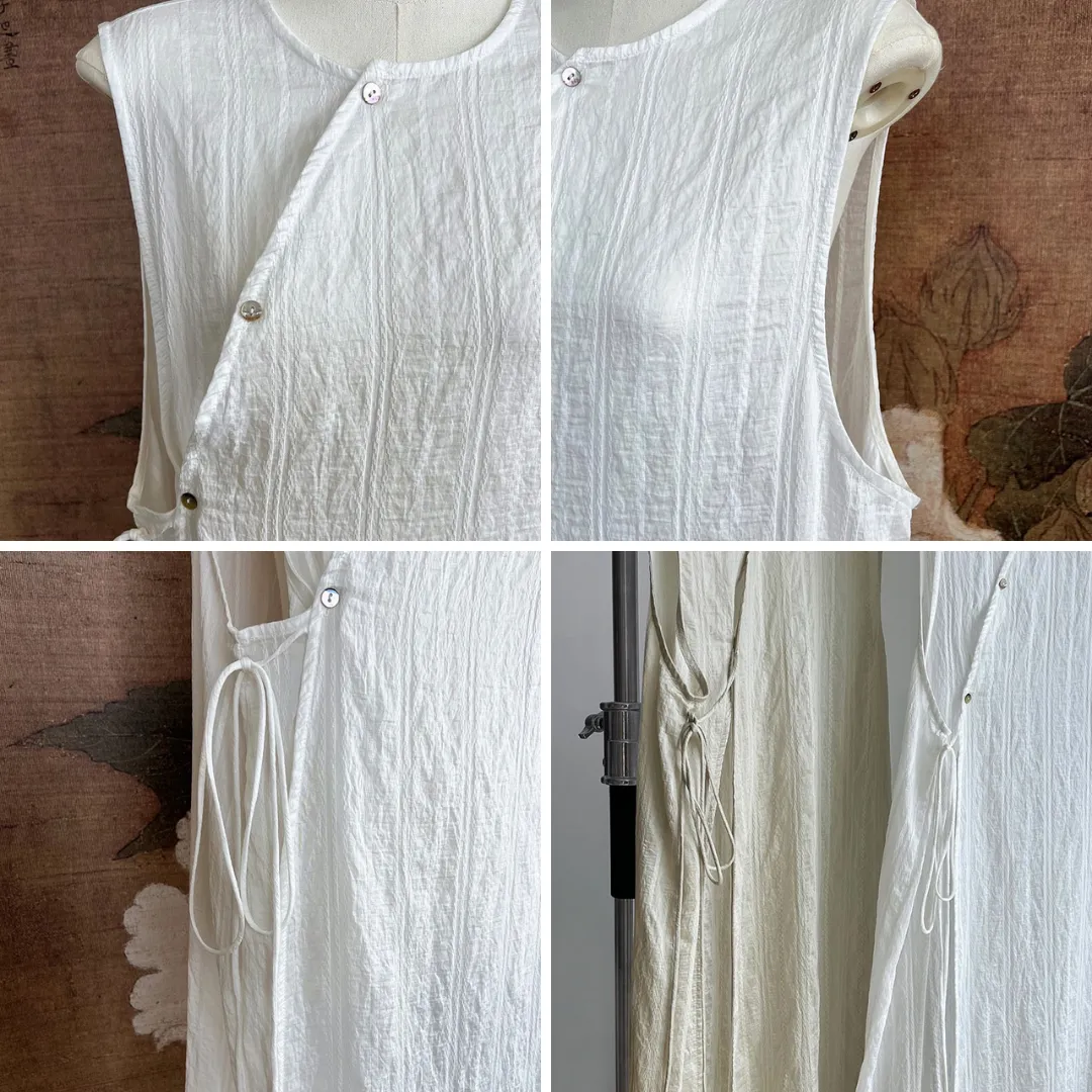 新中式开叉叠穿系带罩衫长裙 New Chinese Style Side Slit Vest