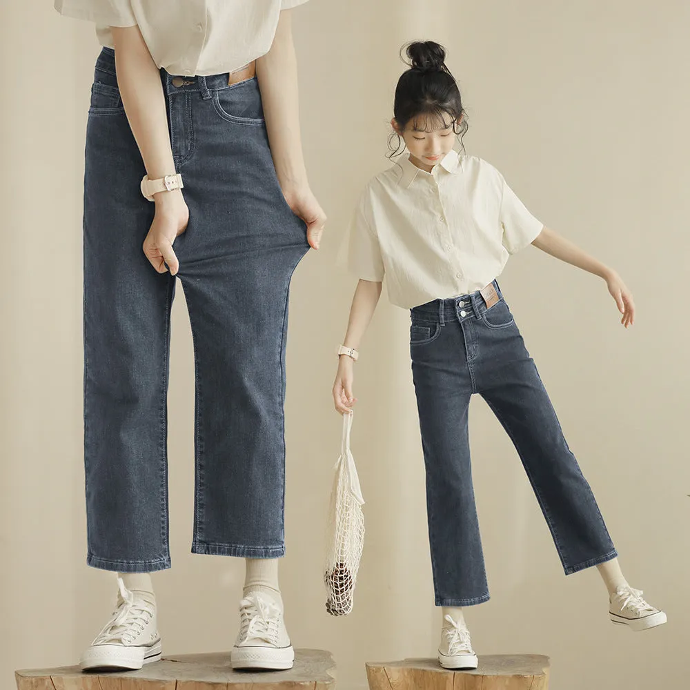 米白衬衫/ 九分牛仔裤 Off-White Collar Shirt/ Cropped Straight Denim