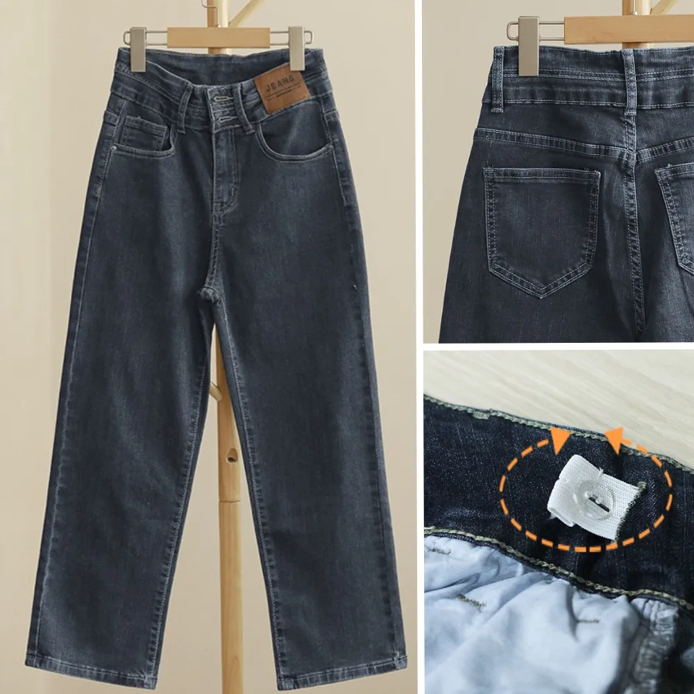 米白衬衫/ 九分牛仔裤 Off-White Collar Shirt/ Cropped Straight Denim