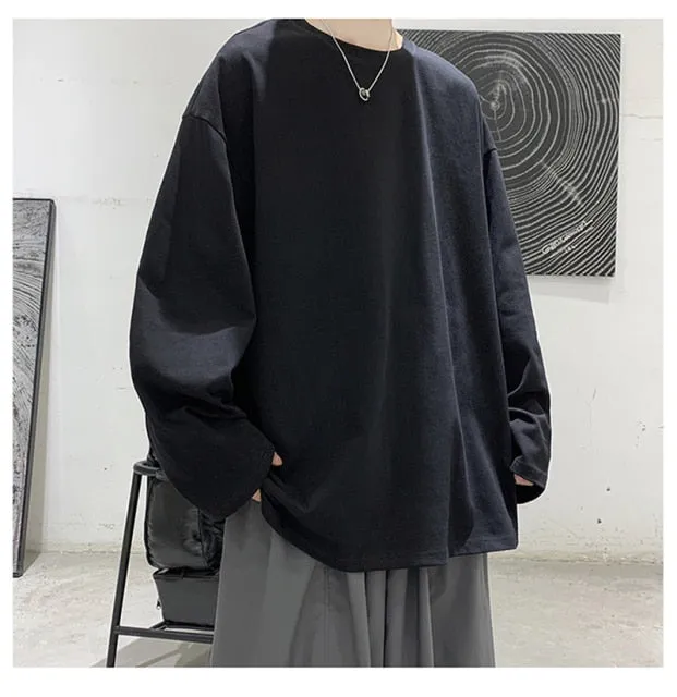 100%Cotton KB 200G THICK Men's T-shirt Short-sleeve Man T shirt Long sleeves Pure Color Men t shirt T-shirts For Male Tops