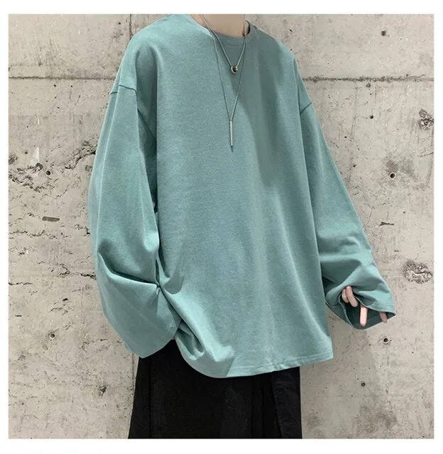 100%Cotton KB 200G THICK Men's T-shirt Short-sleeve Man T shirt Long sleeves Pure Color Men t shirt T-shirts For Male Tops