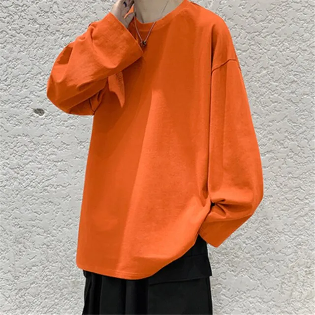 100%Cotton KB 200G THICK Men's T-shirt Short-sleeve Man T shirt Long sleeves Pure Color Men t shirt T-shirts For Male Tops
