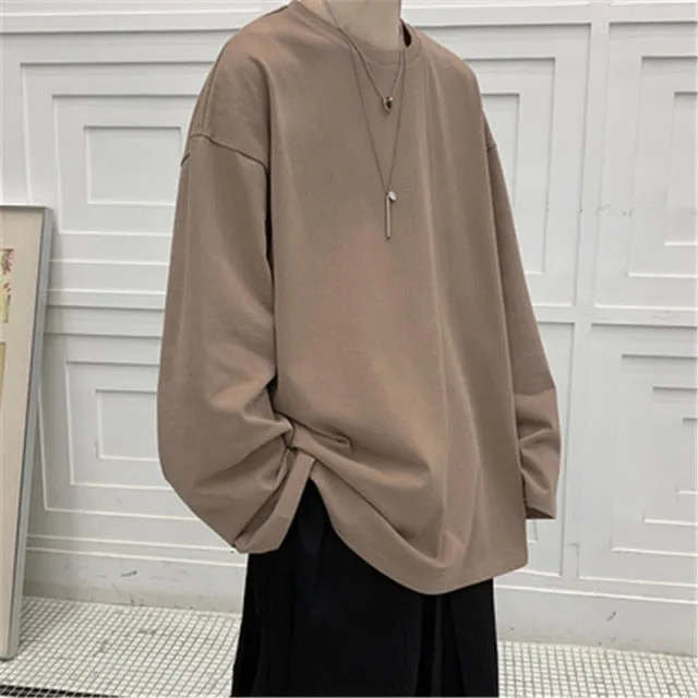 100%Cotton KB 200G THICK Men's T-shirt Short-sleeve Man T shirt Long sleeves Pure Color Men t shirt T-shirts For Male Tops