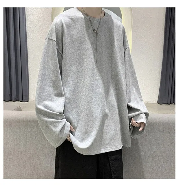 100%Cotton KB 200G THICK Men's T-shirt Short-sleeve Man T shirt Long sleeves Pure Color Men t shirt T-shirts For Male Tops