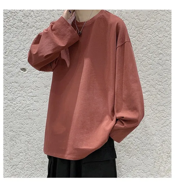 100%Cotton KB 200G THICK Men's T-shirt Short-sleeve Man T shirt Long sleeves Pure Color Men t shirt T-shirts For Male Tops