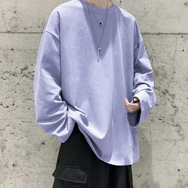 100%Cotton KB 200G THICK Men's T-shirt Short-sleeve Man T shirt Long sleeves Pure Color Men t shirt T-shirts For Male Tops
