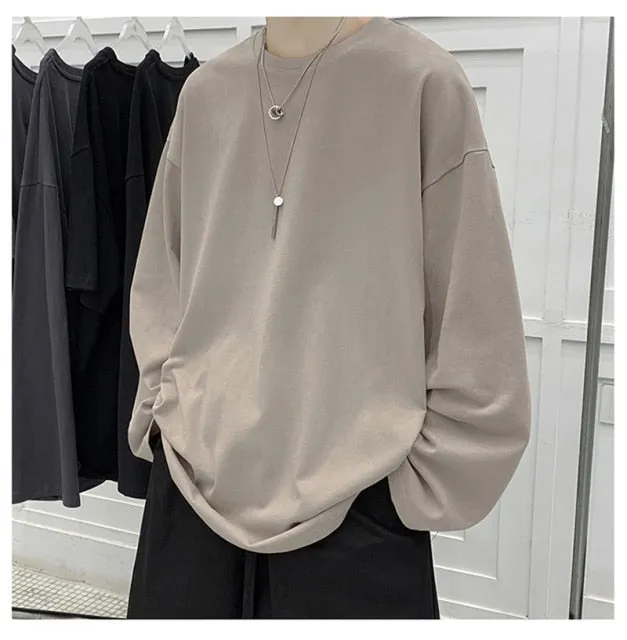 100%Cotton KB 200G THICK Men's T-shirt Short-sleeve Man T shirt Long sleeves Pure Color Men t shirt T-shirts For Male Tops