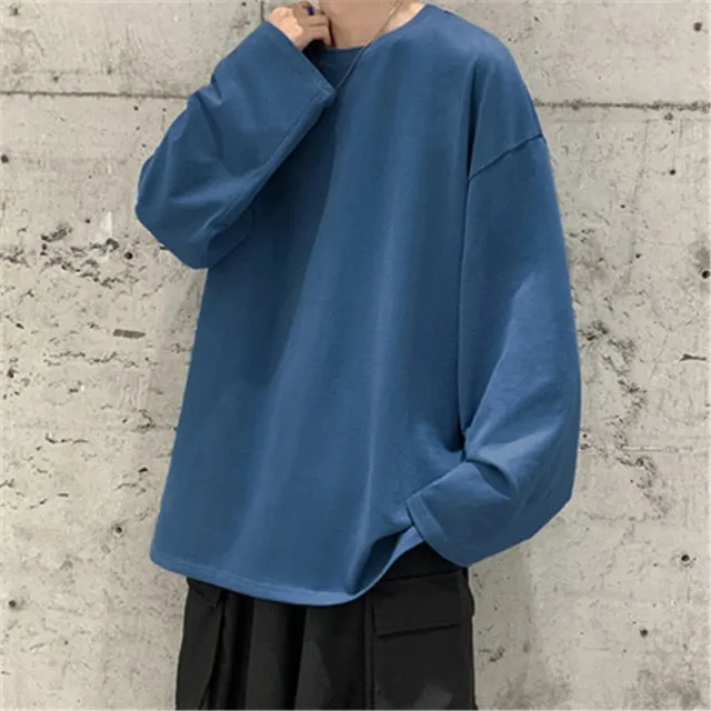 100%Cotton KB 200G THICK Men's T-shirt Short-sleeve Man T shirt Long sleeves Pure Color Men t shirt T-shirts For Male Tops