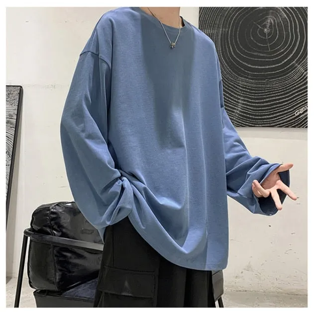 100%Cotton KB 200G THICK Men's T-shirt Short-sleeve Man T shirt Long sleeves Pure Color Men t shirt T-shirts For Male Tops