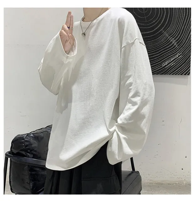 100%Cotton KB 200G THICK Men's T-shirt Short-sleeve Man T shirt Long sleeves Pure Color Men t shirt T-shirts For Male Tops