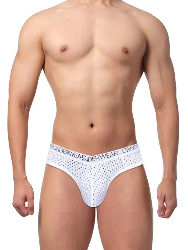 2 Pack Men's Sexy V-shape Waistband Mesh Bikinis