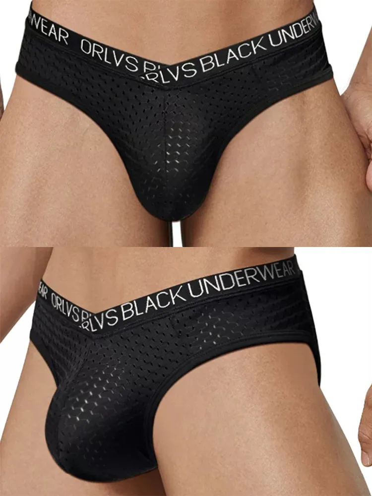2 Pack Men's Sexy V-shape Waistband Mesh Bikinis