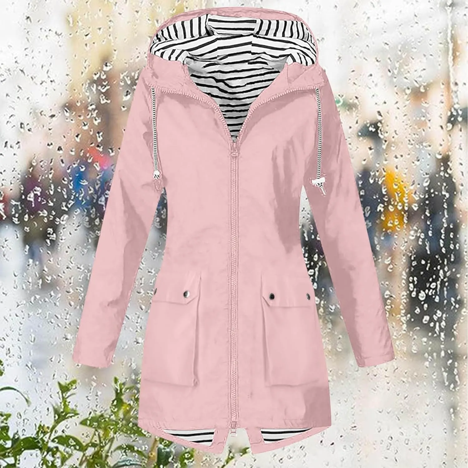 2024 Womens Coat Double Breasted Outwear Lapel Jacket Long Winter Casual Solid Coats Trench Coat With Pockets