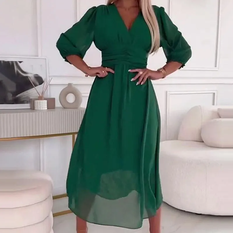 🎉2025 HOT SALE🎉 Women's V-neck Lightweight Chiffon Dress