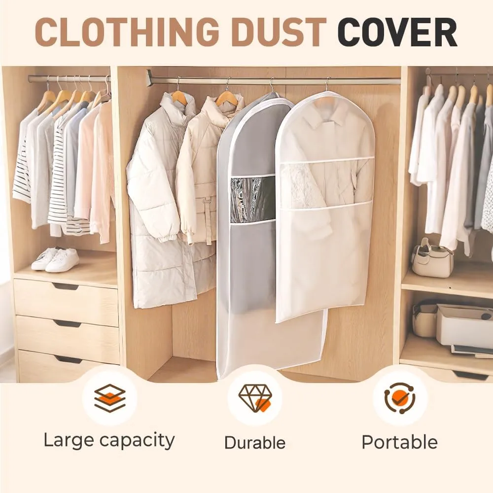 2025 New Space Saving Hanging Garment Bag with Self Compression Zipper, Upgrade Garment Bags for Hanging Clothes, Clear Garment Bag for Hanging Clothes Dust Cover Clothes Bags (3PC, M L XL)