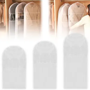 2025 New Space Saving Hanging Garment Bag with Self Compression Zipper, Upgrade Garment Bags for Hanging Clothes, Clear Garment Bag for Hanging Clothes Dust Cover Clothes Bags (3PC, M L XL)
