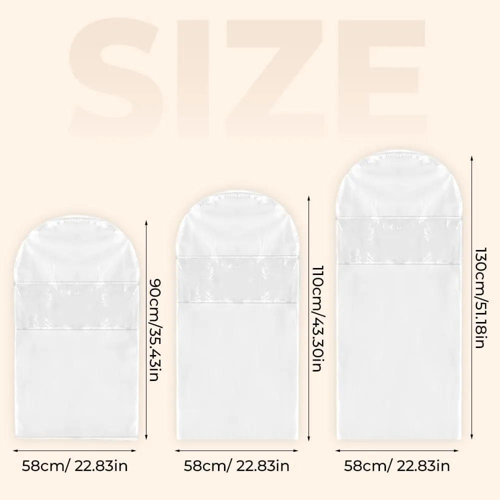 2025 New Space Saving Hanging Garment Bag with Self Compression Zipper, Upgrade Garment Bags for Hanging Clothes, Clear Garment Bag for Hanging Clothes Dust Cover Clothes Bags (3PC, M L XL)