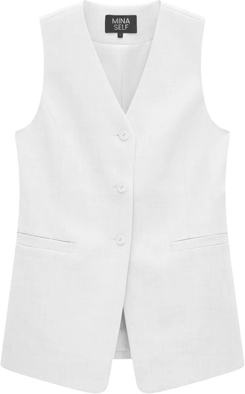 2025 Women's Summer Linen Vest Blazer Long Y2K Lightweight Fully-Lined V-Neck Fashion Casual Jackets Tops Pockets