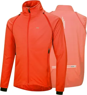 33,000ft Men's Cycling Jacket Long Sleeve, Waterproof Running Bike Vest Outerwear Reflective Windproof Sleeveless Jacket
