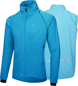 33,000ft Men's Cycling Jacket Long Sleeve, Waterproof Running Bike Vest Outerwear Reflective Windproof Sleeveless Jacket