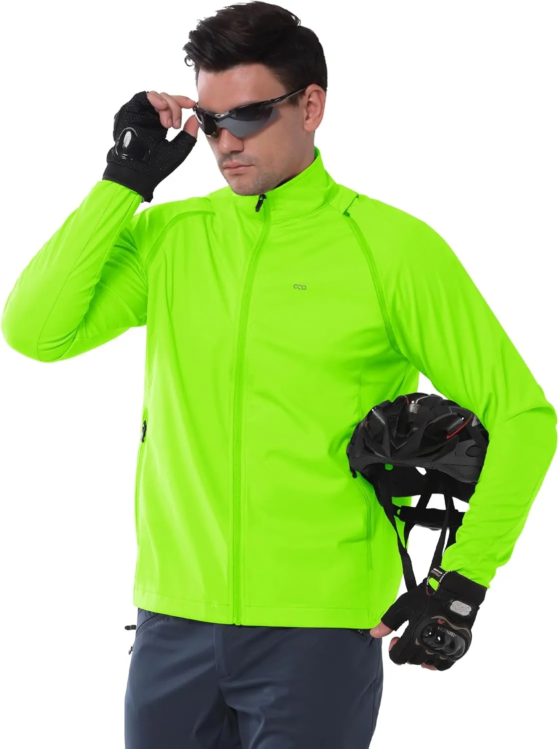 33,000ft Men's Cycling Jacket Long Sleeve, Waterproof Running Bike Vest Outerwear Reflective Windproof Sleeveless Jacket