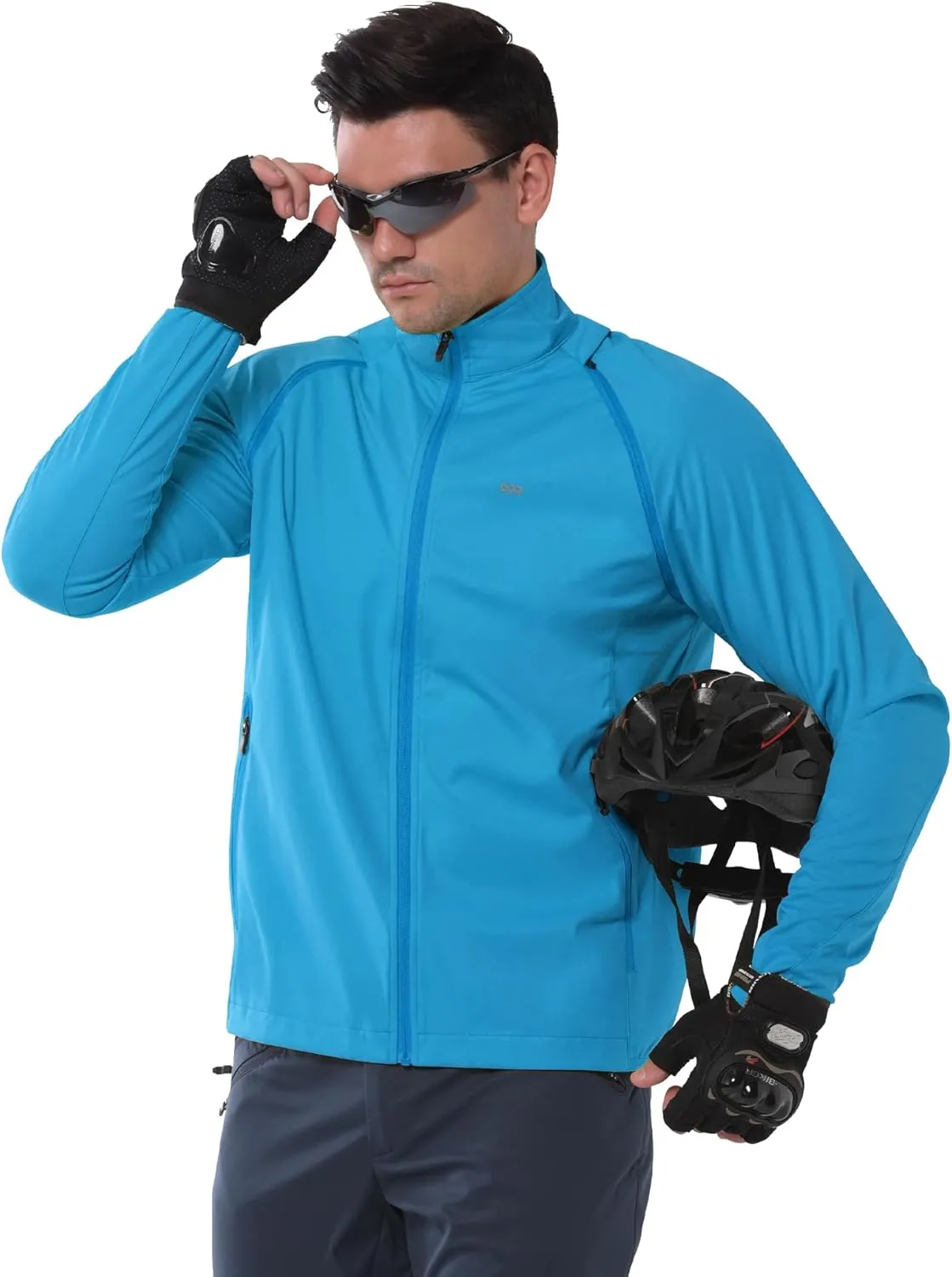 33,000ft Men's Cycling Jacket Long Sleeve, Waterproof Running Bike Vest Outerwear Reflective Windproof Sleeveless Jacket