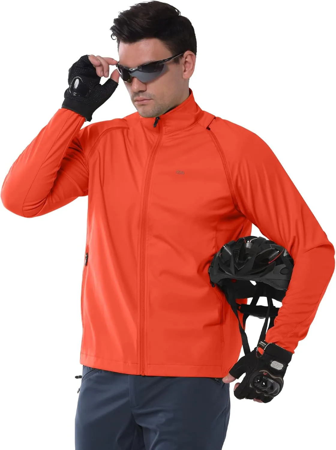 33,000ft Men's Cycling Jacket Long Sleeve, Waterproof Running Bike Vest Outerwear Reflective Windproof Sleeveless Jacket