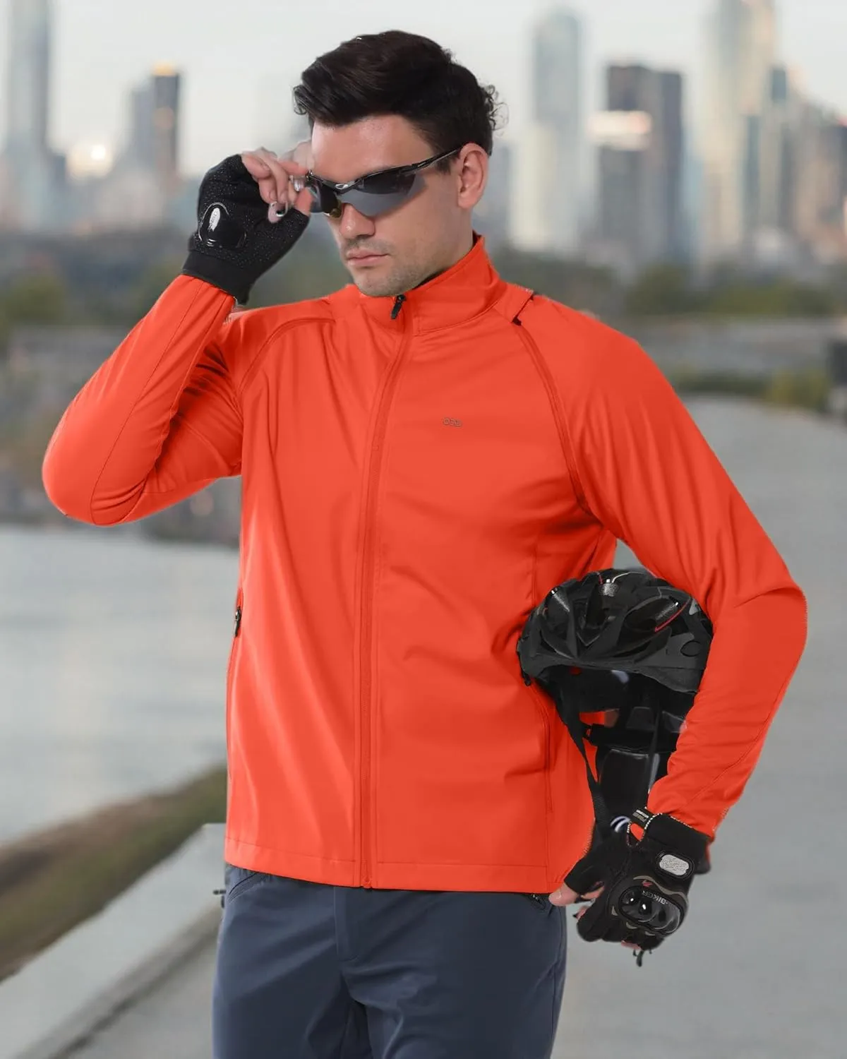 33,000ft Men's Cycling Jacket Long Sleeve, Waterproof Running Bike Vest Outerwear Reflective Windproof Sleeveless Jacket