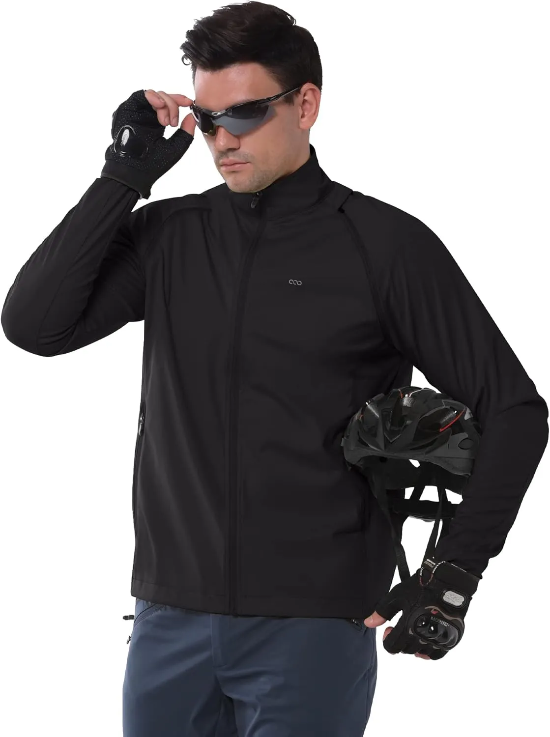 33,000ft Men's Cycling Jacket Long Sleeve, Waterproof Running Bike Vest Outerwear Reflective Windproof Sleeveless Jacket