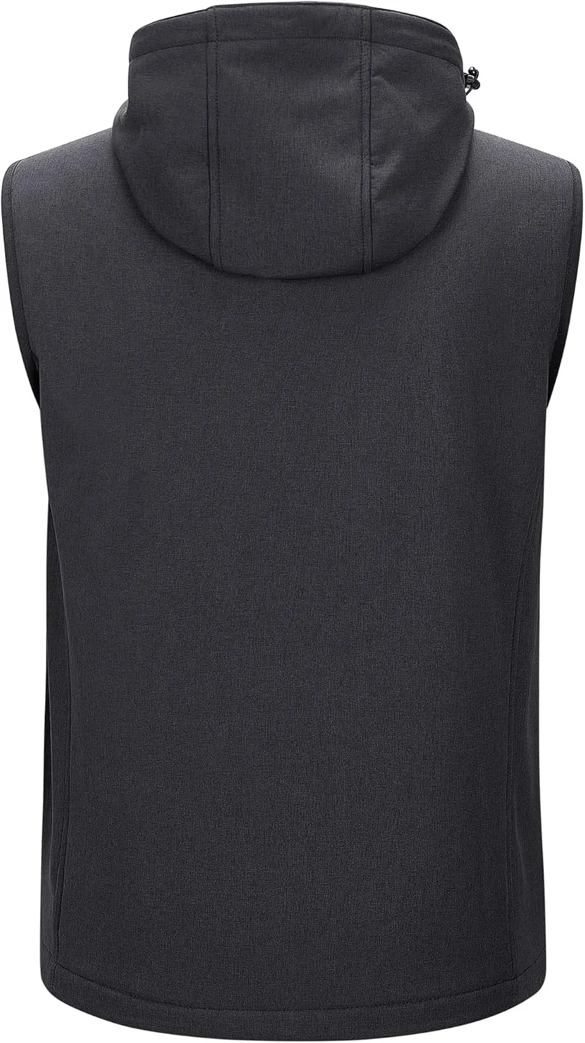 33,000ft Men's Lightweight Softshell Vest Hooded Outerwear Zip Up Fleece Lined Windproof Sleeveless Jacket for Golf Running