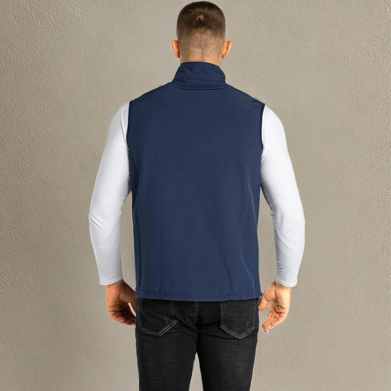 33,000ft Men's Lightweight Softshell Vest Outerwear Zip Up Fleece Lined Windproof Sleeveless Jacket for Golf Running Hiking
