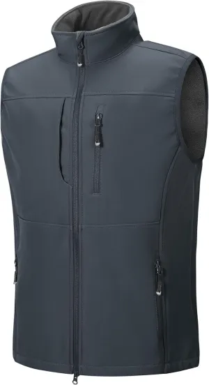 33,000ft Men's Lightweight Softshell Vest Outerwear Zip Up Fleece Lined Windproof Sleeveless Jacket for Golf Running Hiking
