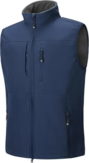 33,000ft Men's Lightweight Softshell Vest Outerwear Zip Up Fleece Lined Windproof Sleeveless Jacket for Golf Running Hiking