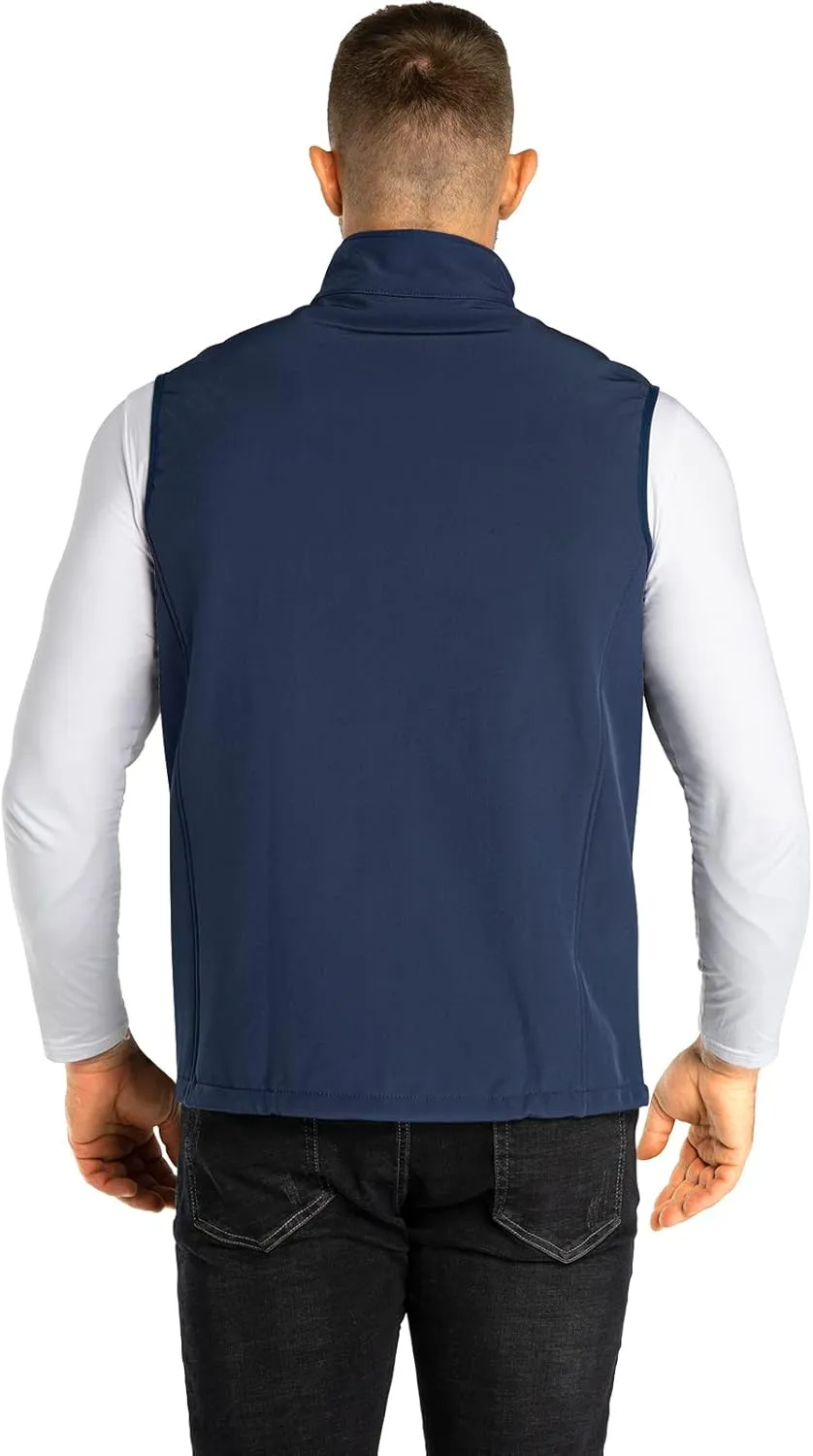 33,000ft Men's Lightweight Softshell Vest Outerwear Zip Up Fleece Lined Windproof Sleeveless Jacket for Golf Running Hiking