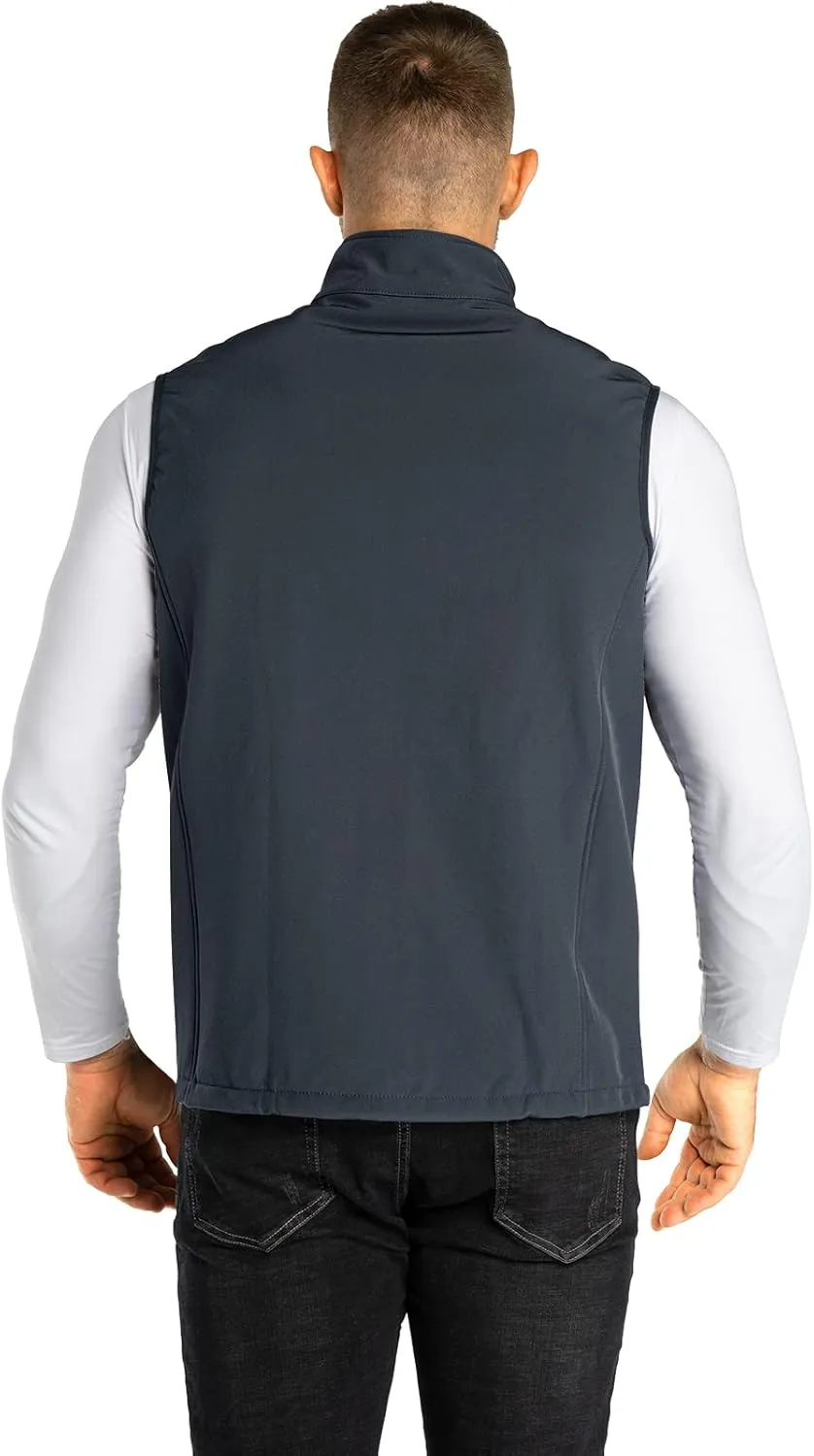 33,000ft Men's Lightweight Softshell Vest Outerwear Zip Up Fleece Lined Windproof Sleeveless Jacket for Golf Running Hiking