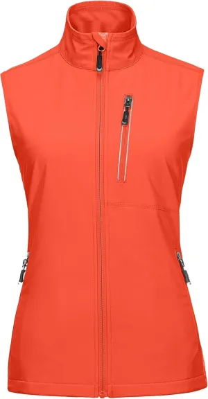 33,000ft Women's Lightweight Running Vest Outerwear with Pockets, Windproof Sleeveless Jacket for Golf Hiking Travel