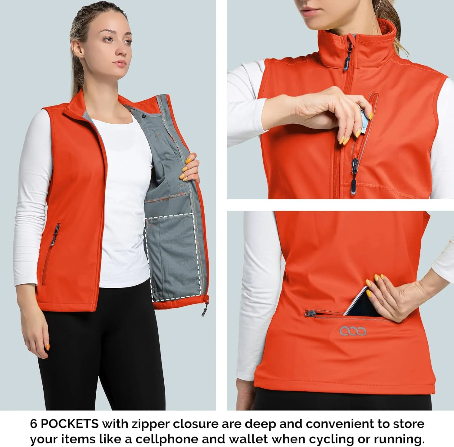 33,000ft Women's Lightweight Running Vest Outerwear with Pockets, Windproof Sleeveless Jacket for Golf Hiking Travel