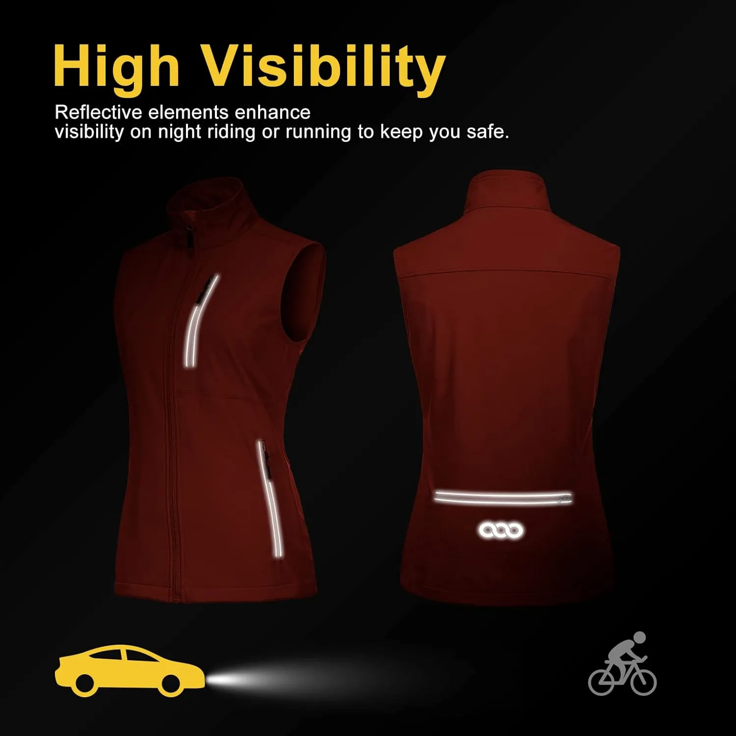 33,000ft Women's Lightweight Running Vest Outerwear with Pockets, Windproof Sleeveless Jacket for Golf Hiking Travel