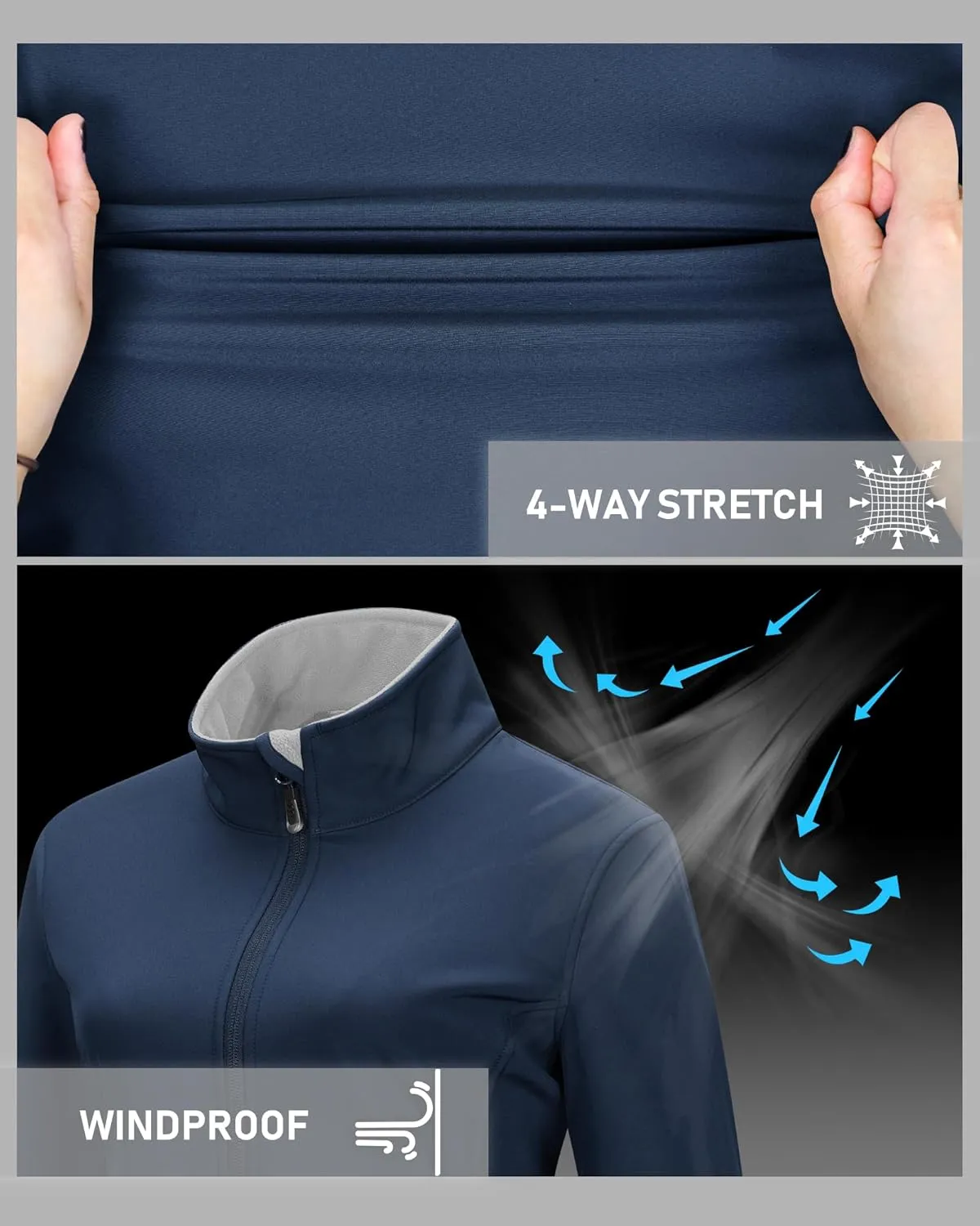 33,000ft Women's Lightweight Softshell Jacket Fleece Lined Windbreaker Waterproof Warm Jacket for Running Golf Hiking