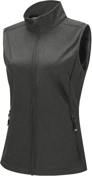 33,000ft Women's Running Vest Fleece Lined Zip Up Windproof Lightweight Softshell Vests Outerwear for Golf Hiking Sports