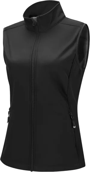 33,000ft Women's Running Vest Fleece Lined Zip Up Windproof Lightweight Softshell Vests Outerwear for Golf Hiking Sports