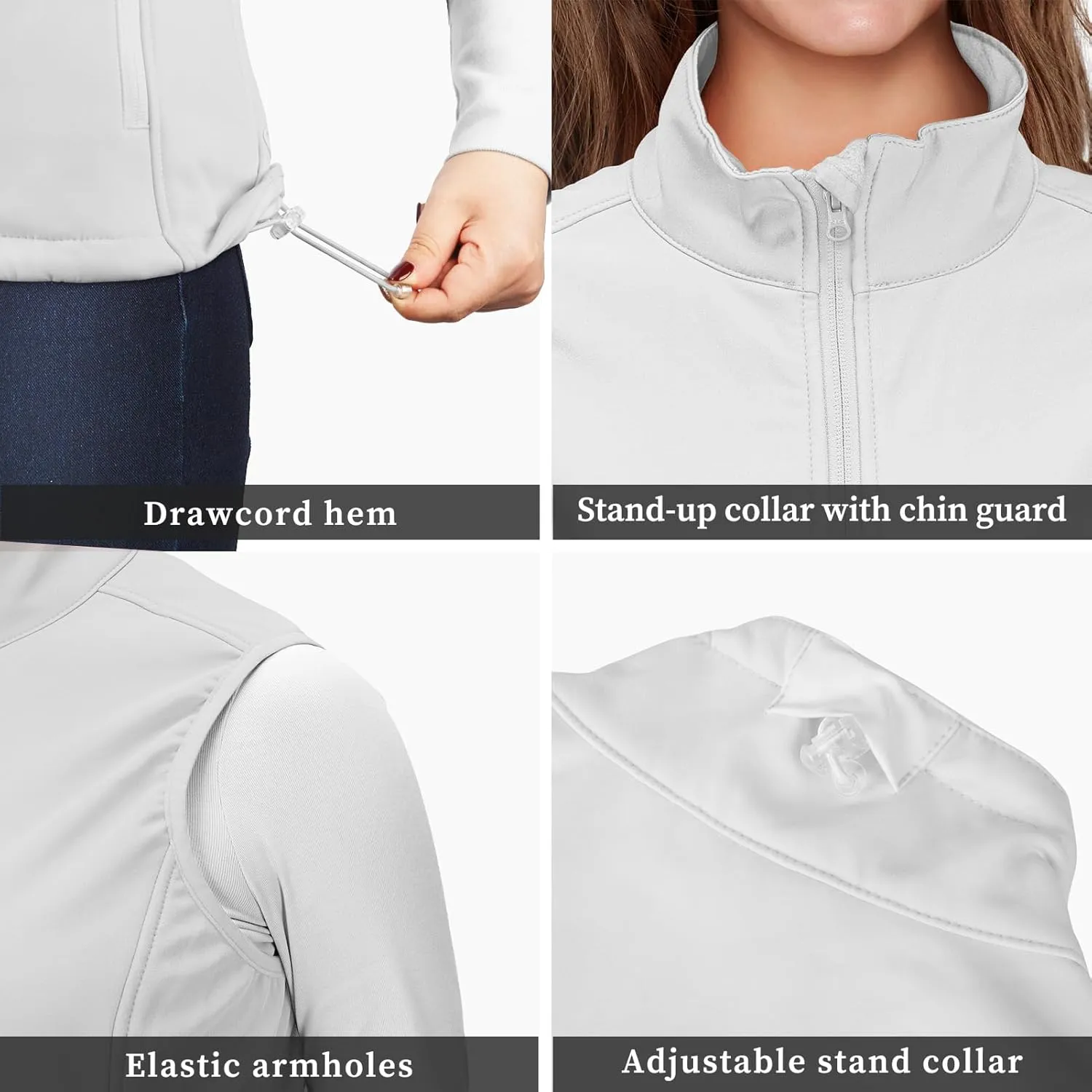 33,000ft Women's Running Vest Fleece Lined Zip Up Windproof Lightweight Softshell Vests Outerwear for Golf Hiking Sports