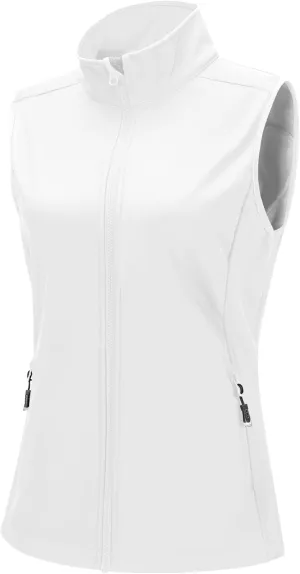 33,000ft Women's Running Vest Fleece Lined Zip Up Windproof Lightweight Softshell Vests Outerwear for Golf Hiking Sports
