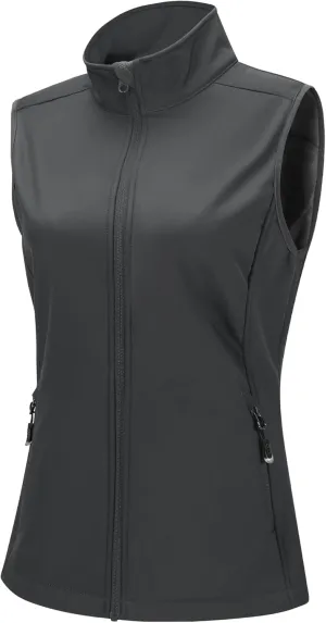 33,000ft Women's Running Vest Fleece Lined Zip Up Windproof Lightweight Softshell Vests Outerwear for Golf Hiking Sports