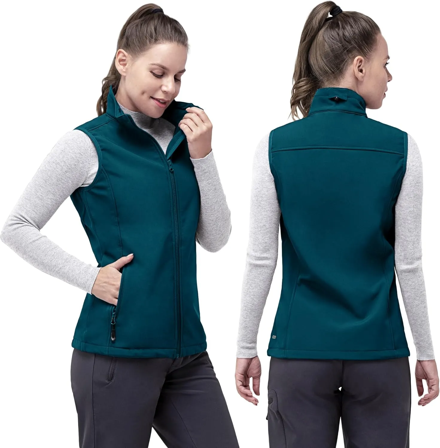 33,000ft Women's Running Vest Fleece Lined Zip Up Windproof Lightweight Softshell Vests Outerwear for Golf Hiking Sports