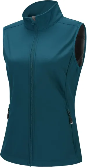 33,000ft Women's Running Vest Fleece Lined Zip Up Windproof Lightweight Softshell Vests Outerwear for Golf Hiking Sports