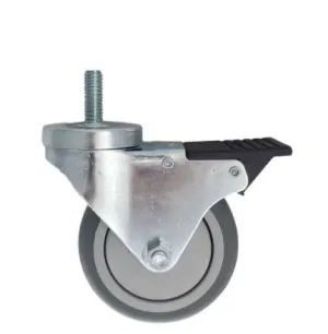 3" x 1-1/4" Thermo-Pro Thread Stem Caster,Total Lock Brake 210 lbs. Capacity