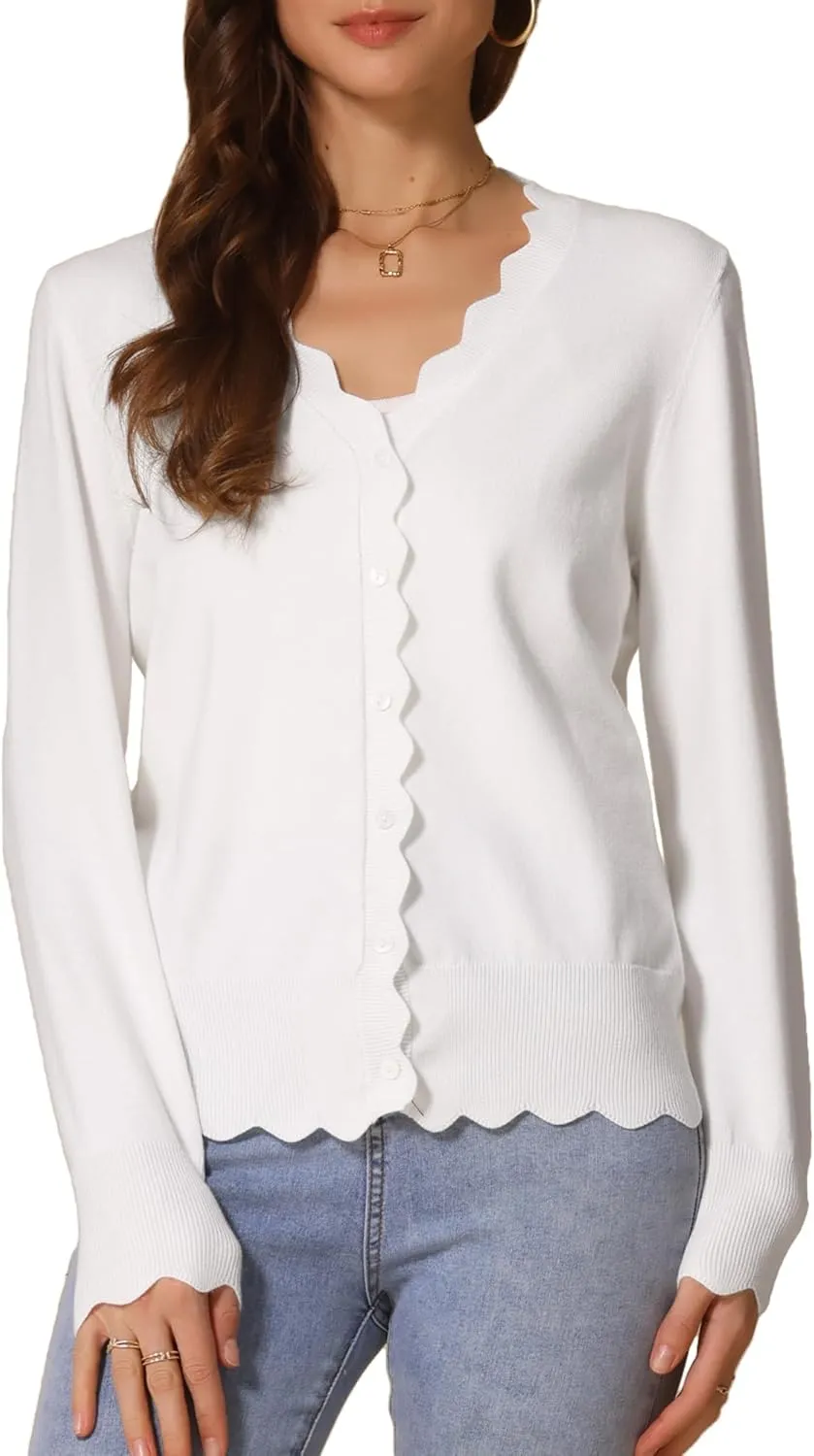 Allegra K Cardigan Sweater for Women V Neck Long Sleeve Open Front Lightweight Knit Shrugs Sweaters