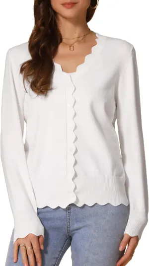 Allegra K Cardigan Sweater for Women V Neck Long Sleeve Open Front Lightweight Knit Shrugs Sweaters